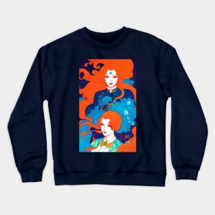 Art Deco Woman Red Head Crewneck Sweatshirt